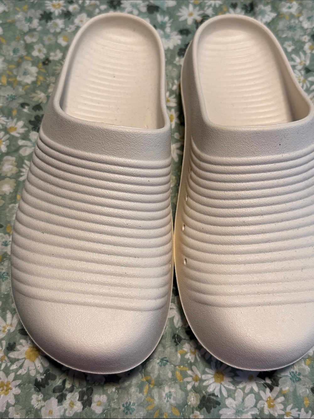 Ryka White Ribbed Slip-On Clog Mules